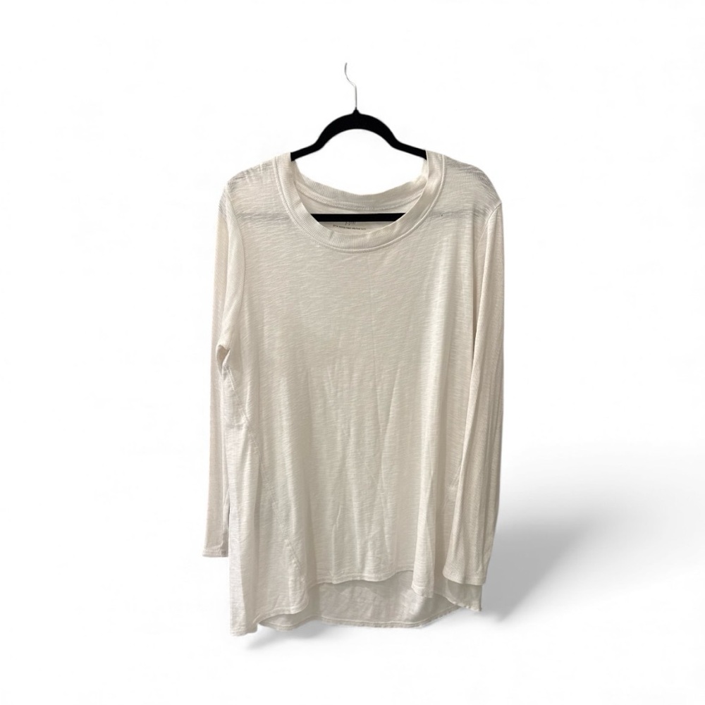 J Jill Pima Scoop‎ Neck Elliptical Tunic L Flowy Oversized Lagenlook White